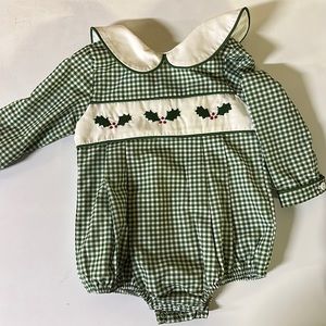 Smockingbird 6M long sleeve Christmas / winter / holly bubble